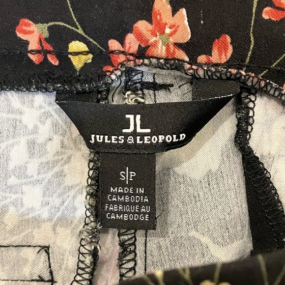 Sz small Jules & Léopold Black Floral Design stretchy capri/seven/eights pants - Picture 2 of 10